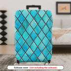 1-Piece Geometric Blue Diamond Abstract Artistic Modern Stylish  Suitcase Luggage Cover, Stretch Protective Sleeve
