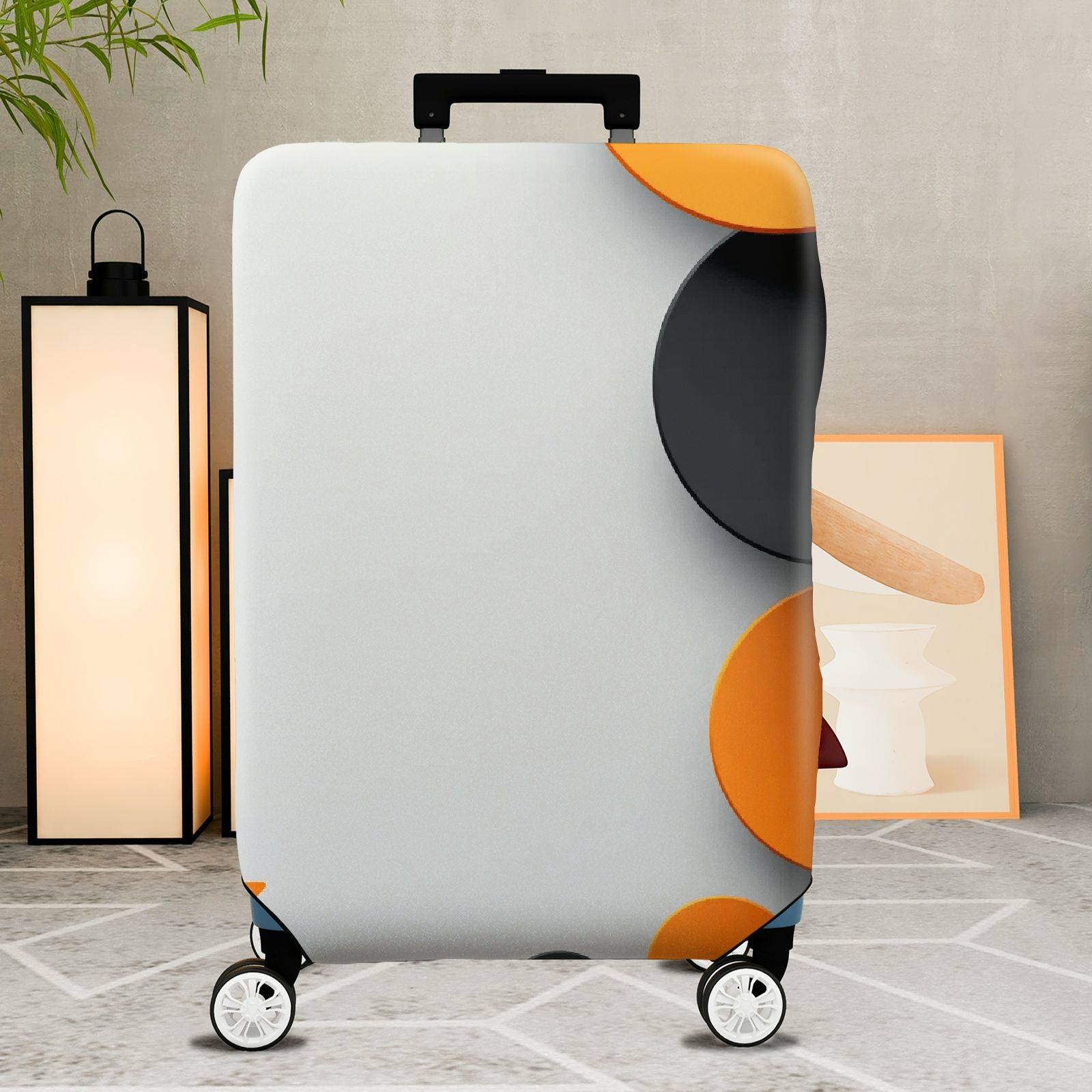 1-Piece Abstract Geometric Colorful Circle Art Pattern  Suitcase Luggage Cover, Stretch Protective Sleeve