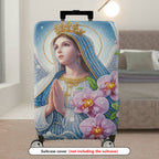 1-Piece Angel Floral Crown Orchid Praying Halo Religious  Suitcase Luggage Cover, Stretch Protective Sleeve