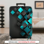1-Piece Geometric Diamond Turquoise Black Modern Abstract  Suitcase Luggage Cover, Stretch Protective Sleeve
