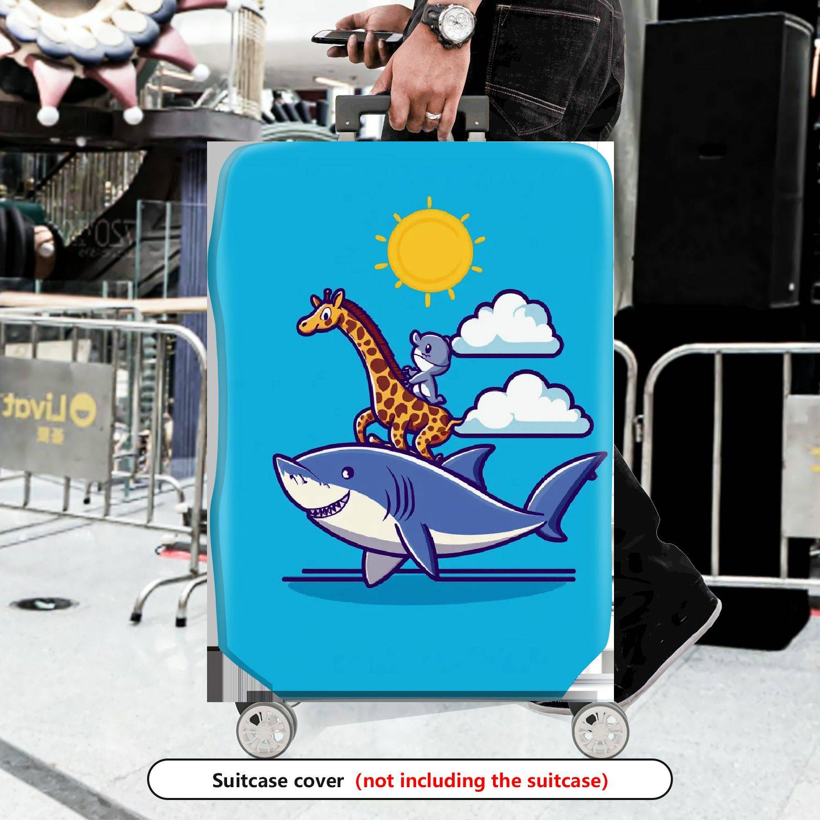 1-Piece Animal Shark Giraffe Mouse Sun Cloud  Suitcase Luggage Cover, Stretch Protective Sleeve