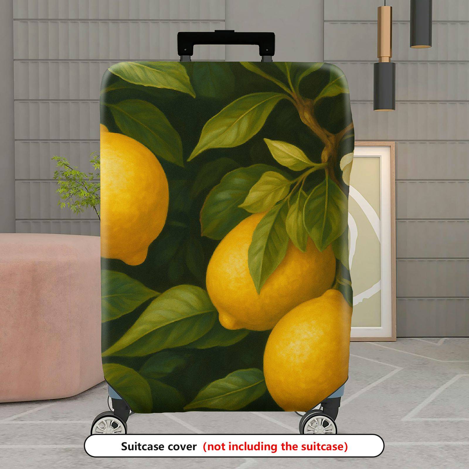 1-Piece Lemon Fruit Nature Green Botanical Artistic  Suitcase Luggage Cover, Stretch Protective Sleeve