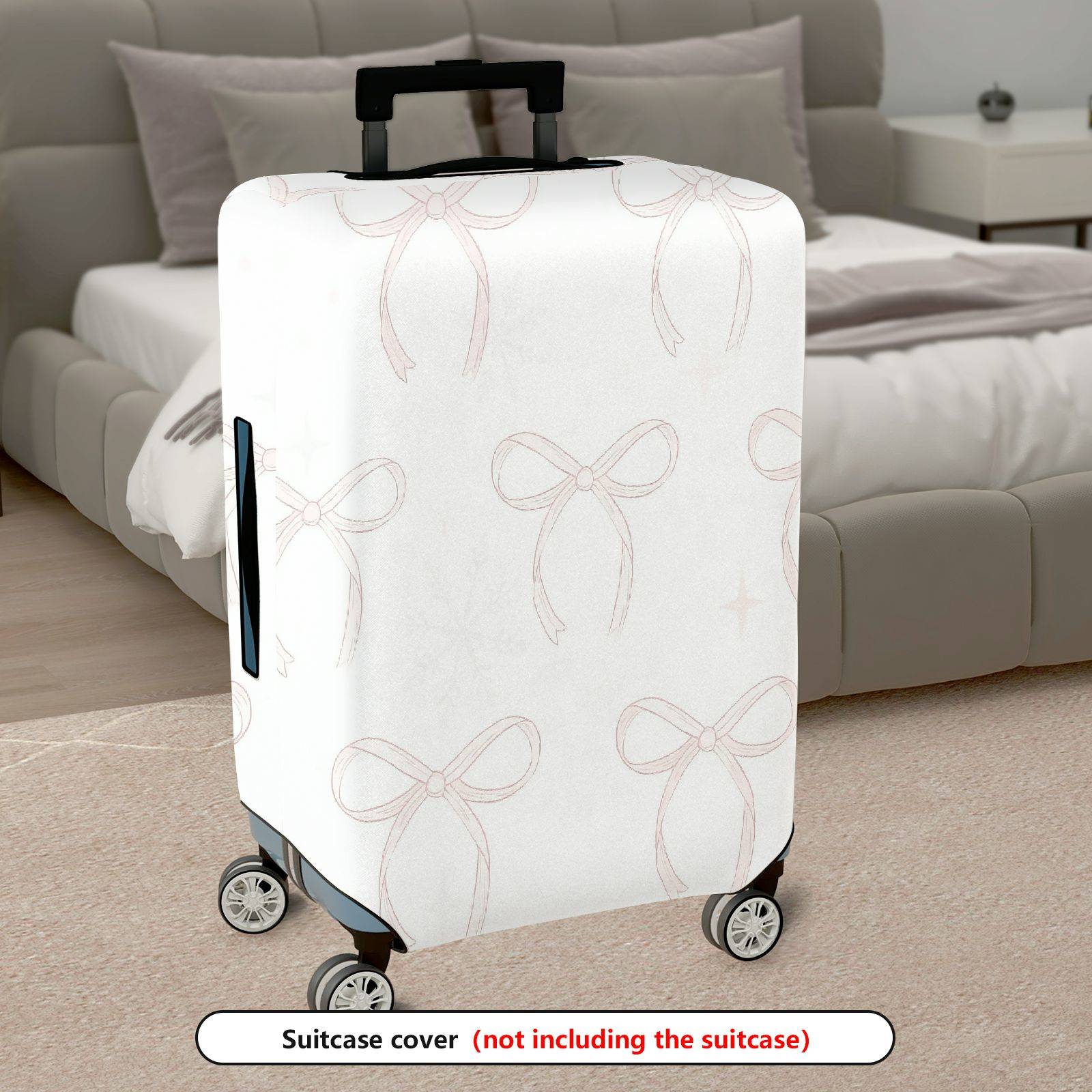 1-Piece Elegant Bow Knot Pattern Neutral Tone Simple Style Chic Look  Suitcase Luggage Cover, Stretch Protective Sleeve