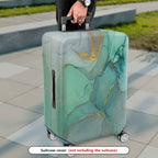 1-Piece Marble Gold Green Artistic Abstract Travel  Suitcase Luggage Cover, Stretch Protective Sleeve
