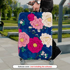 1-Piece Peony Floral Colorful Vibrant Decorative Artistic  Suitcase Luggage Cover, Stretch Protective Sleeve