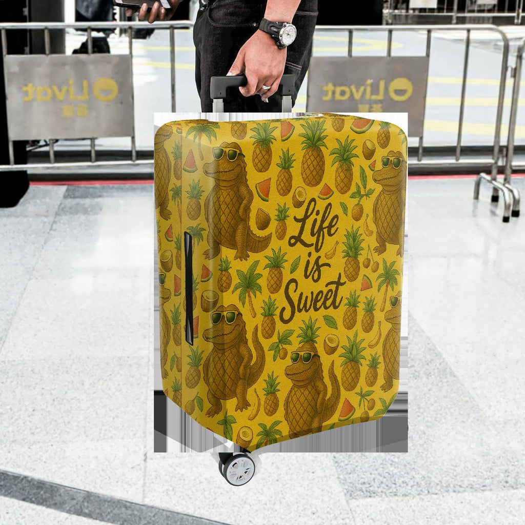 1-Piece Alligator Pineapple Tropical Fun Quote Sunglasses  Suitcase Luggage Cover, Stretch Protective Sleeve