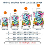 1-Piece Cute Elephant Floral Egg Bow  Suitcase Luggage Cover, Stretch Protective Sleeve