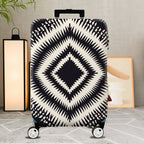 1-Piece Tribal Geometric Diamond Pattern Black White  Suitcase Luggage Cover, Stretch Protective Sleeve