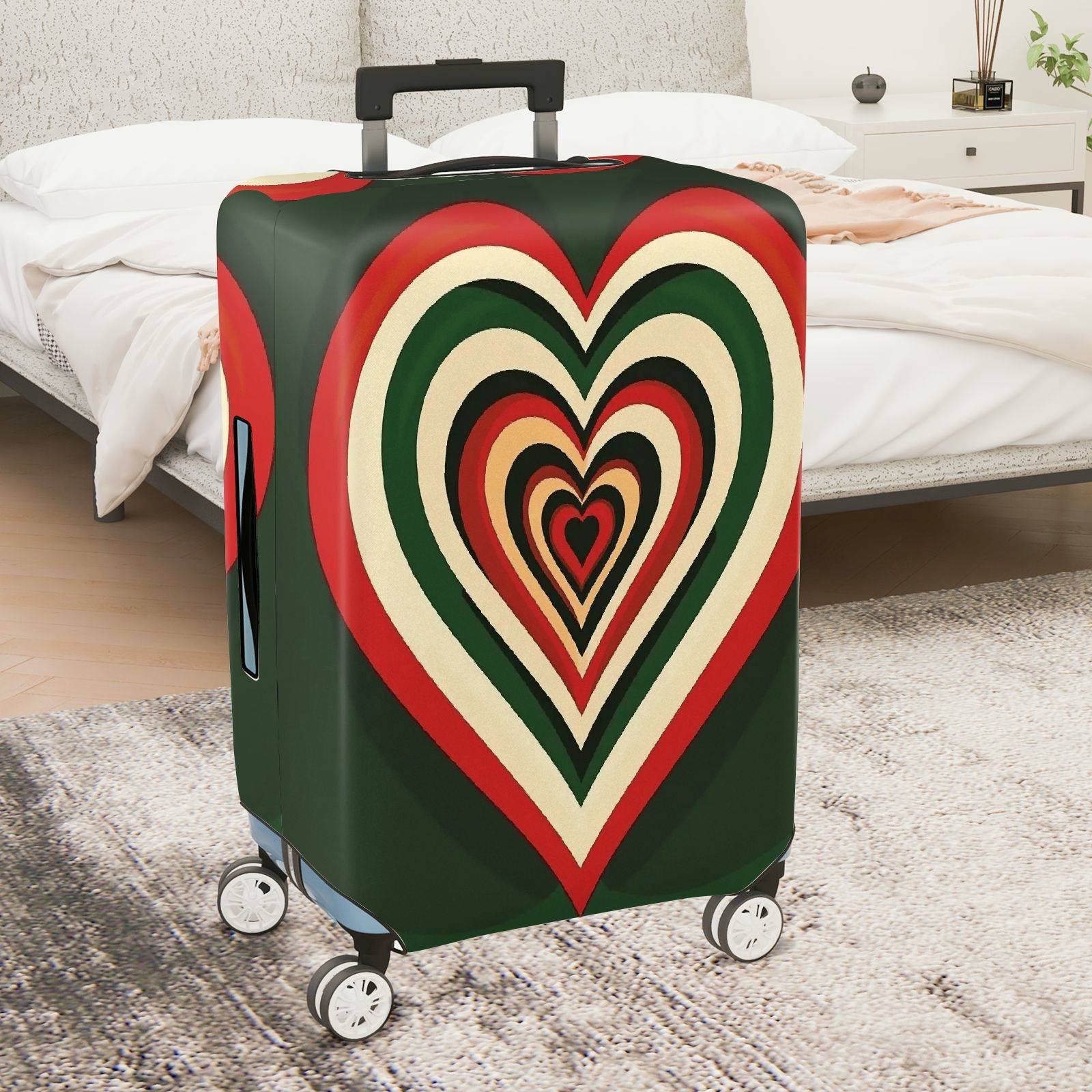 1-Piece Retro Heart Geometric Multicolor Funky Travel  Suitcase Luggage Cover, Stretch Protective Sleeve