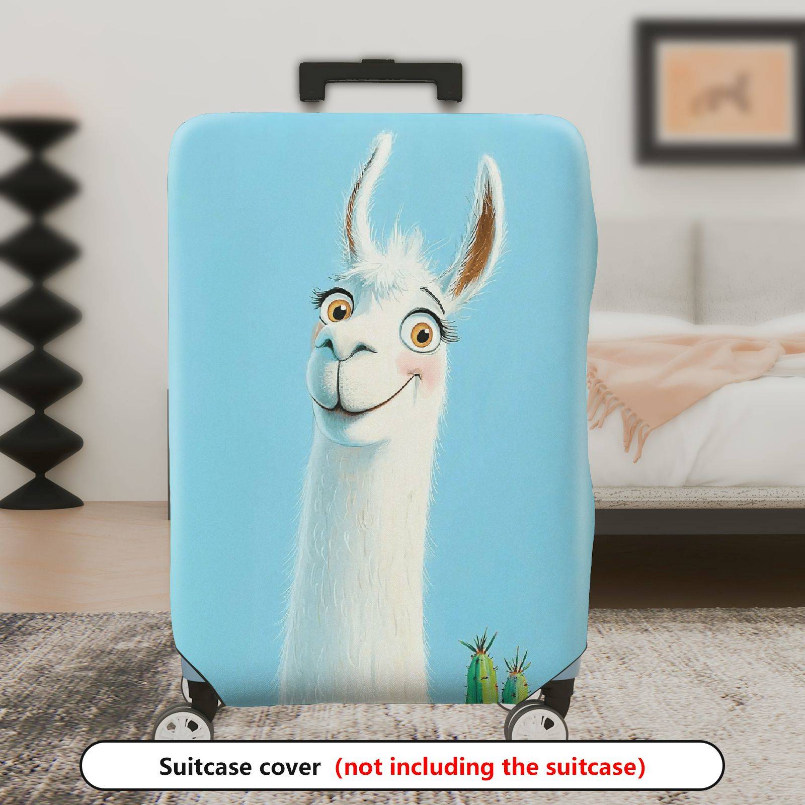 1-Piece Animal Travel Fun Happy Llama  Suitcase Luggage Cover, Stretch Protective Sleeve