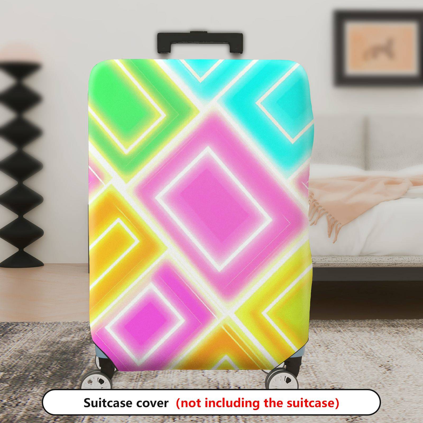 1-Piece Colorful Geometric  Diamond Pattern  Suitcase Luggage Cover, Stretch Protective Sleeve
