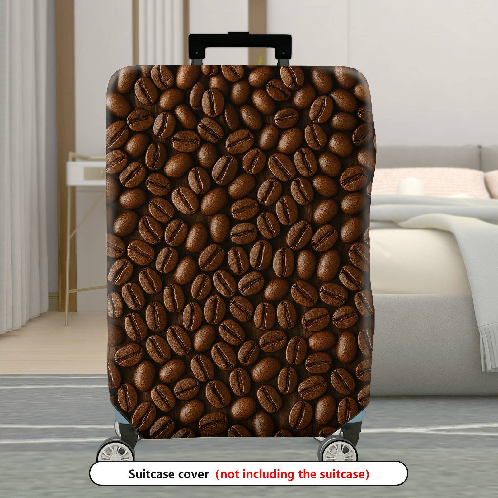 1-Piece Coffee Bean Espresso Pattern Travel Holiday Vacation  Suitcase Luggage Cover, Stretch Protective Sleeve