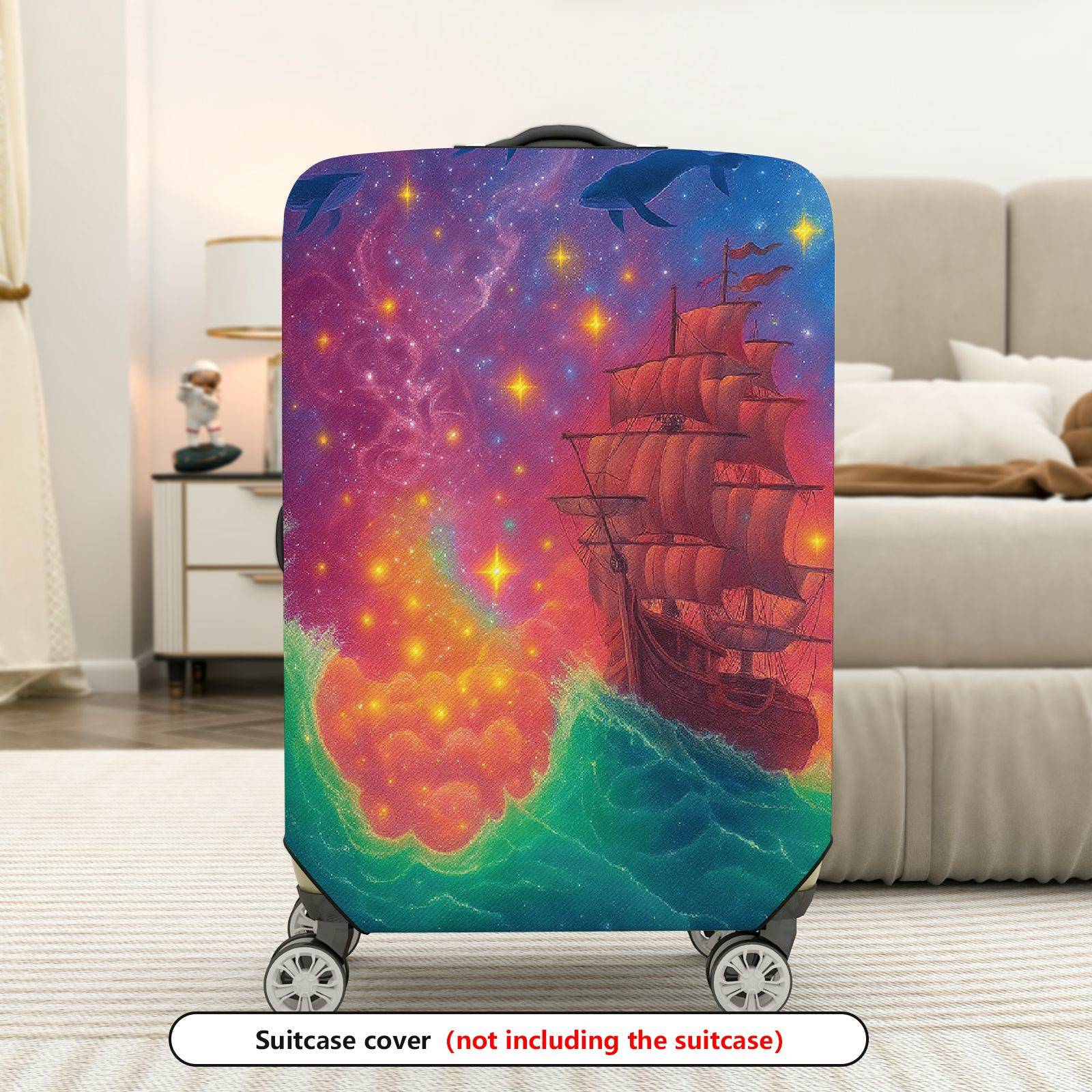 1-Piece Colorful Maritime Cosmic Fantasy Starry  Suitcase Luggage Cover, Stretch Protective Sleeve