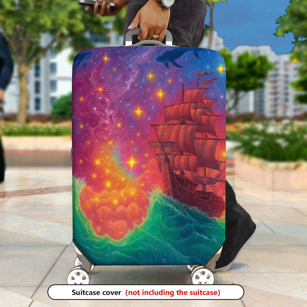 1-Piece Colorful Maritime Cosmic Fantasy Starry  Suitcase Luggage Cover, Stretch Protective Sleeve