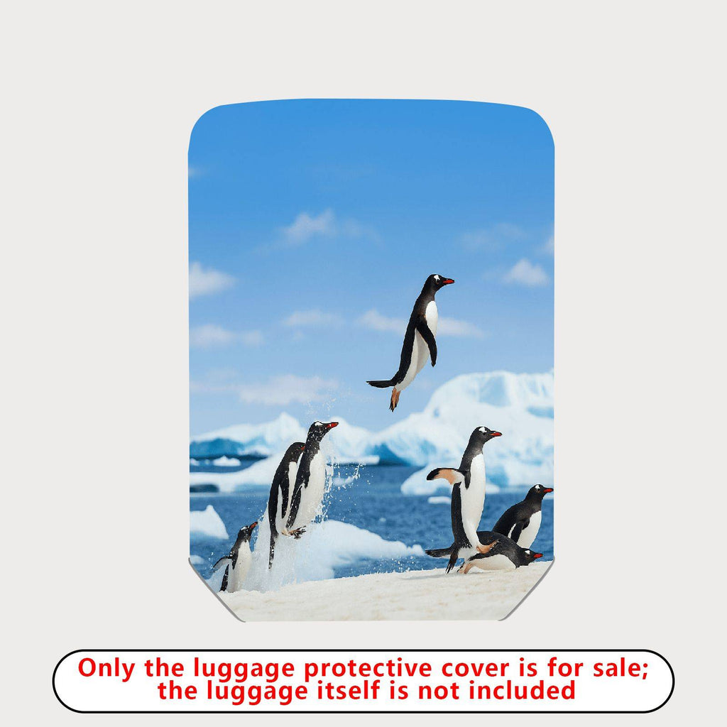 1-Piece Antarctic Penguin Ice Ocean Travel Adventure  Suitcase Luggage Cover, Stretch Protective Sleeve