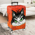 1-Piece Angry Cat  Orange Animal Art Floral  Suitcase Luggage Cover, Stretch Protective Sleeve