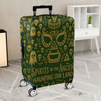 1-Piece Ancient Totem Skull Spirit Text Pyramid Ghost  Suitcase Luggage Cover, Stretch Protective Sleeve
