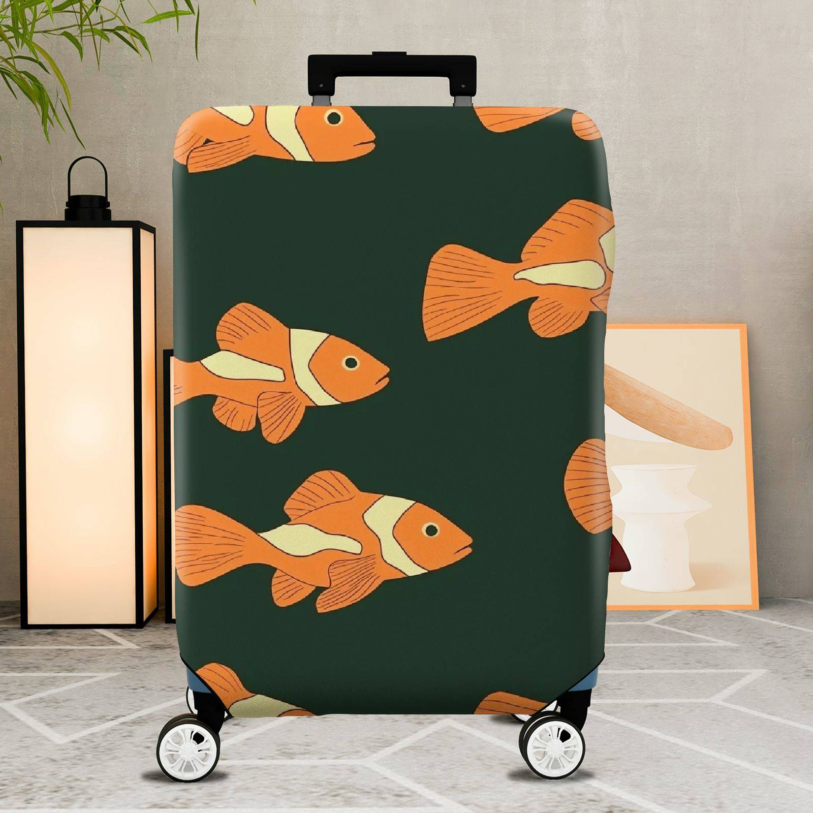 1-Piece Animal Fish Green Pattern  Suitcase Luggage Cover, Stretch Protective Sleeve