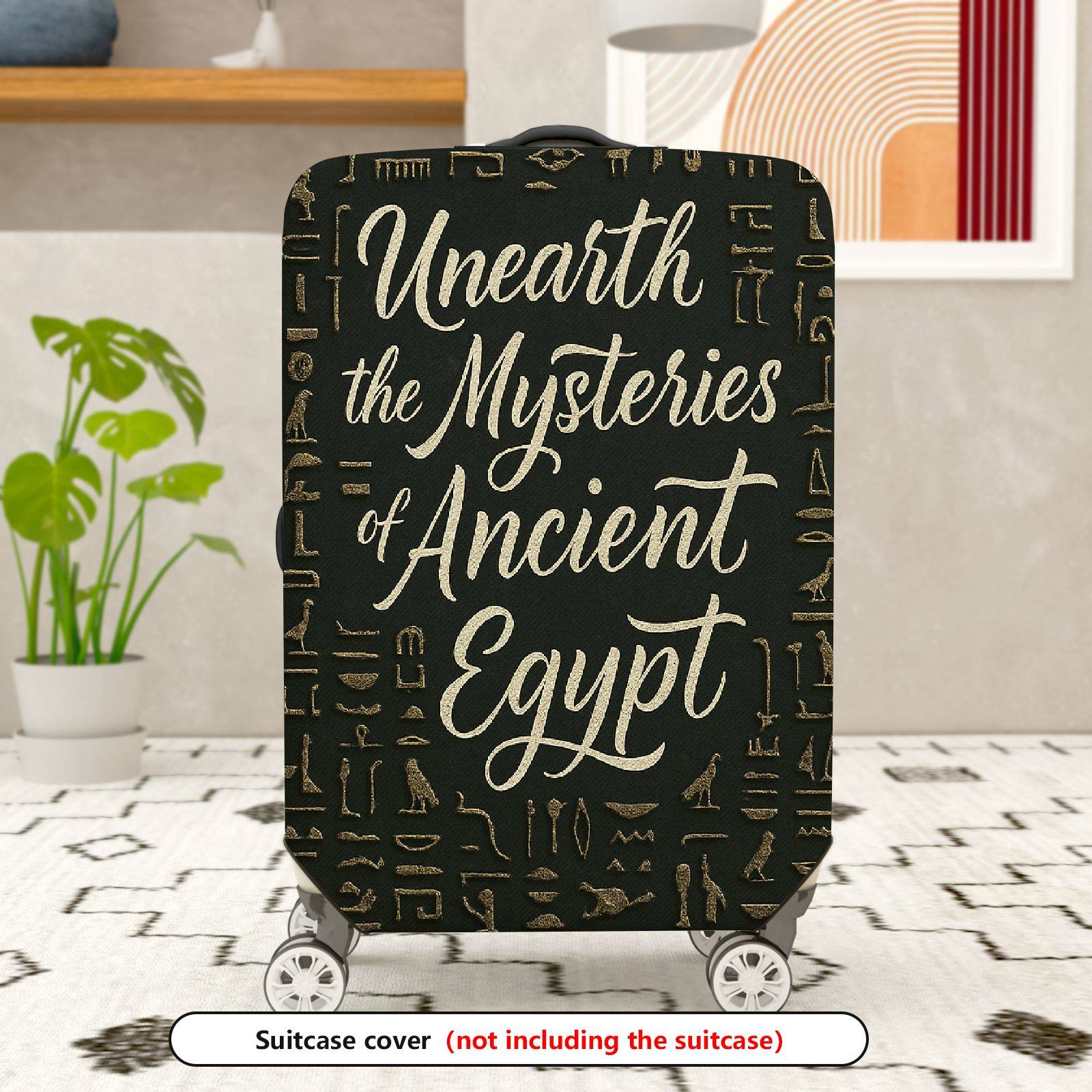 1-Piece Ancient Egypt Mysteries Hieroglyphics Travel Stylish Art  Suitcase Luggage Cover, Stretch Protective Sleeve