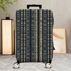 1-Piece Elegant Geometric Pattern Vertical Stripes Blue Gold  Suitcase Luggage Cover, Stretch Protective Sleeve