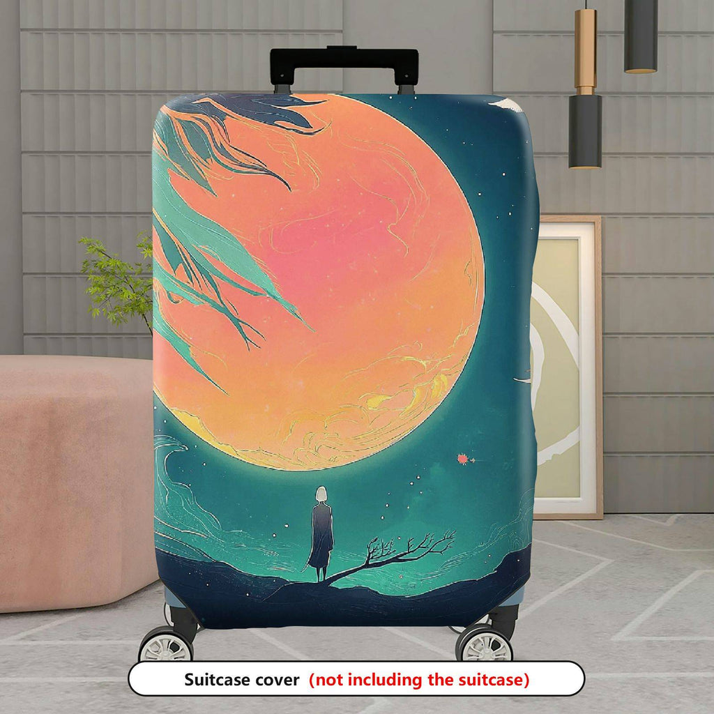 1-Piece Abstract Moon Night Glow Artistic  Suitcase Luggage Cover, Stretch Protective Sleeve