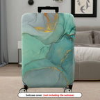 1-Piece Marble Gold Green Artistic Abstract Travel  Suitcase Luggage Cover, Stretch Protective Sleeve
