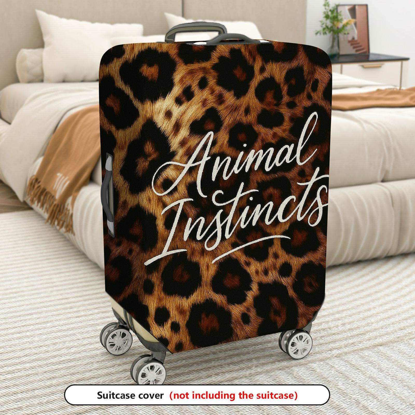 1-Piece Animal Instincts Leopard Print Wild Pattern Bold Style Travel  Suitcase Luggage Cover, Stretch Protective Sleeve