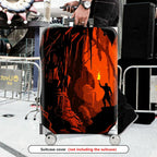 1-Piece Adventure Explorer Silhouette Fire Red Cave  Suitcase Luggage Cover, Stretch Protective Sleeve