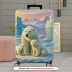 1-Piece Arctic Polar Bear Family Scenic Sunset Iceberg Wilderness  Suitcase Luggage Cover, Stretch Protective Sleeve