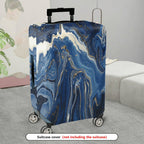 1-Piece Abstract Blue Gold Marble Pattern Art Style Unique Artistic Chic  Suitcase Luggage Cover, Stretch Protective Sleeve