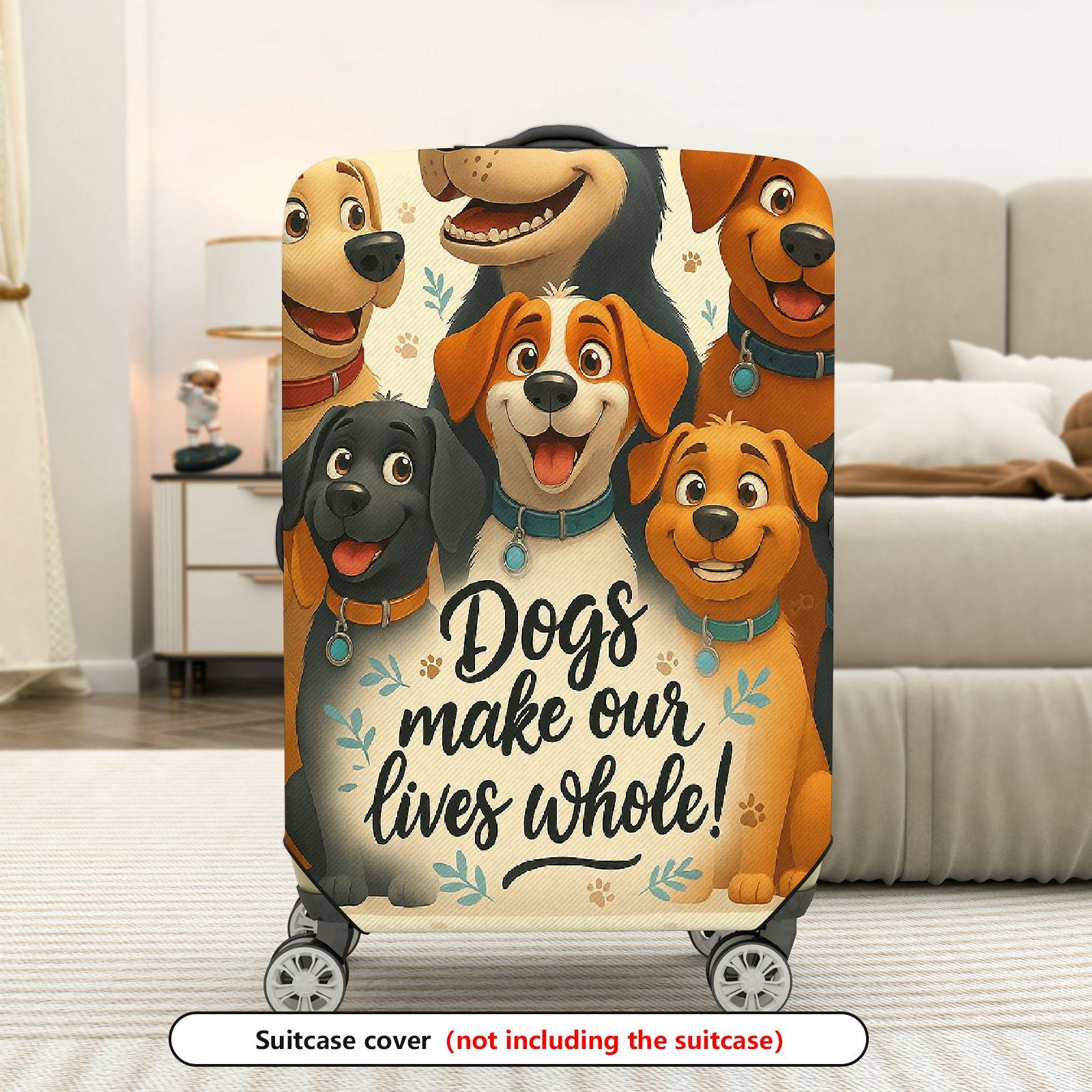 1-Piece Animal Quote Dog Paw Travel Colorful  Suitcase Luggage Cover, Stretch Protective Sleeve