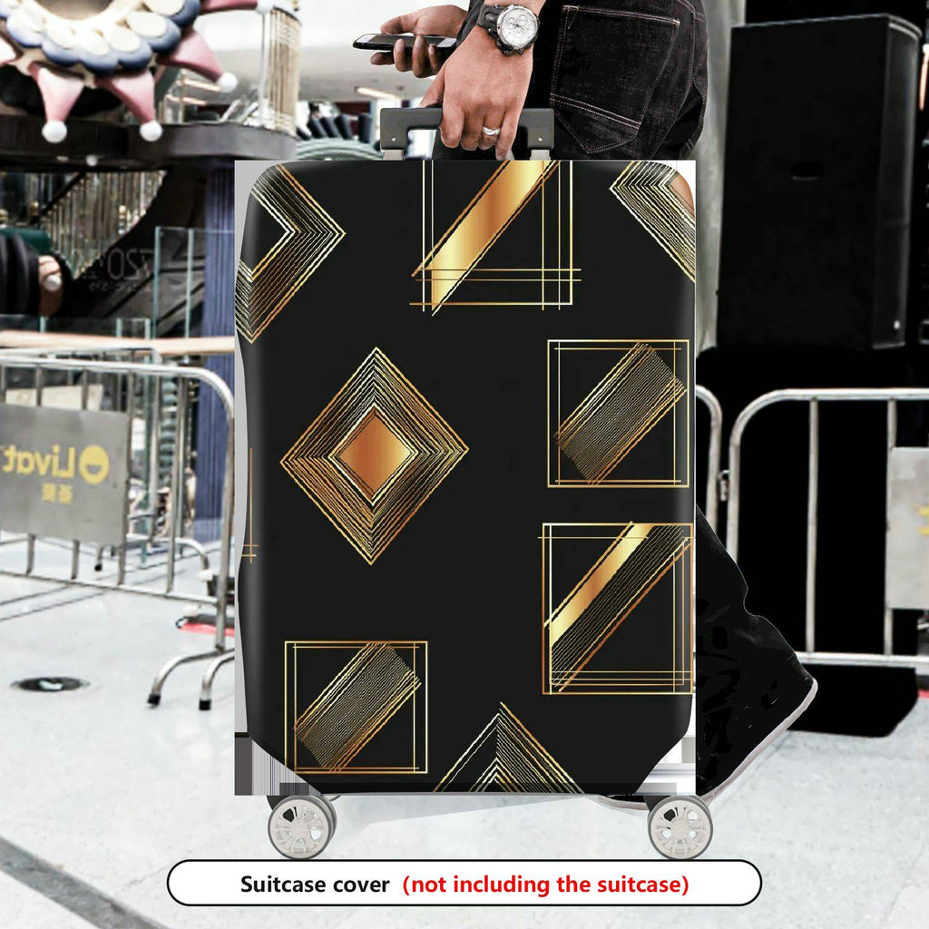 1-Piece Geometric Gold Metallic Abstract Elegant Stylish Artistic  Suitcase Luggage Cover, Stretch Protective Sleeve