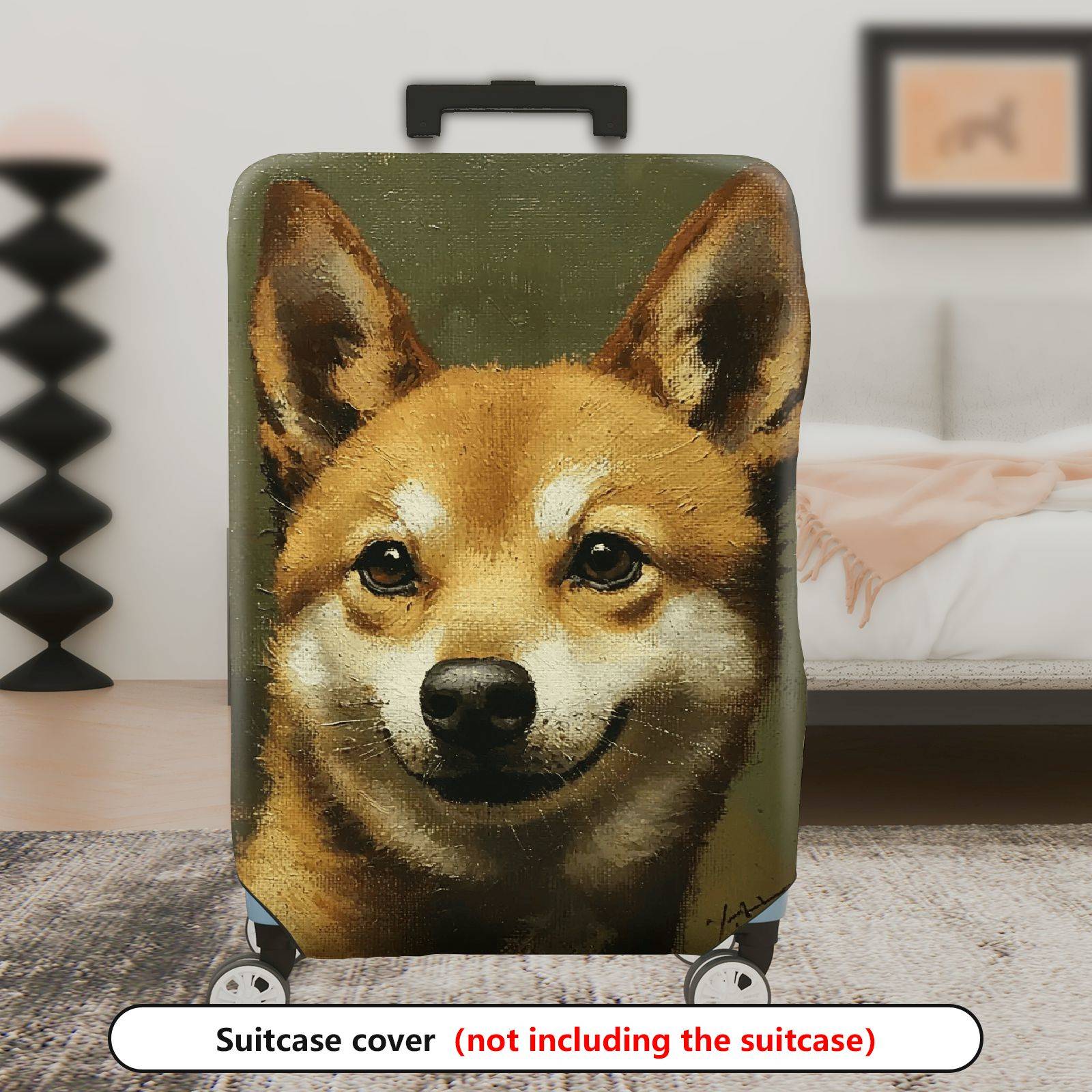 1-Piece Animal Ear Artistic Green Nature Travel  Suitcase Luggage Cover, Stretch Protective Sleeve