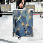 1-Piece Geometric Blue Gold Abstract Modern Stylish Artistic  Suitcase Luggage Cover, Stretch Protective Sleeve