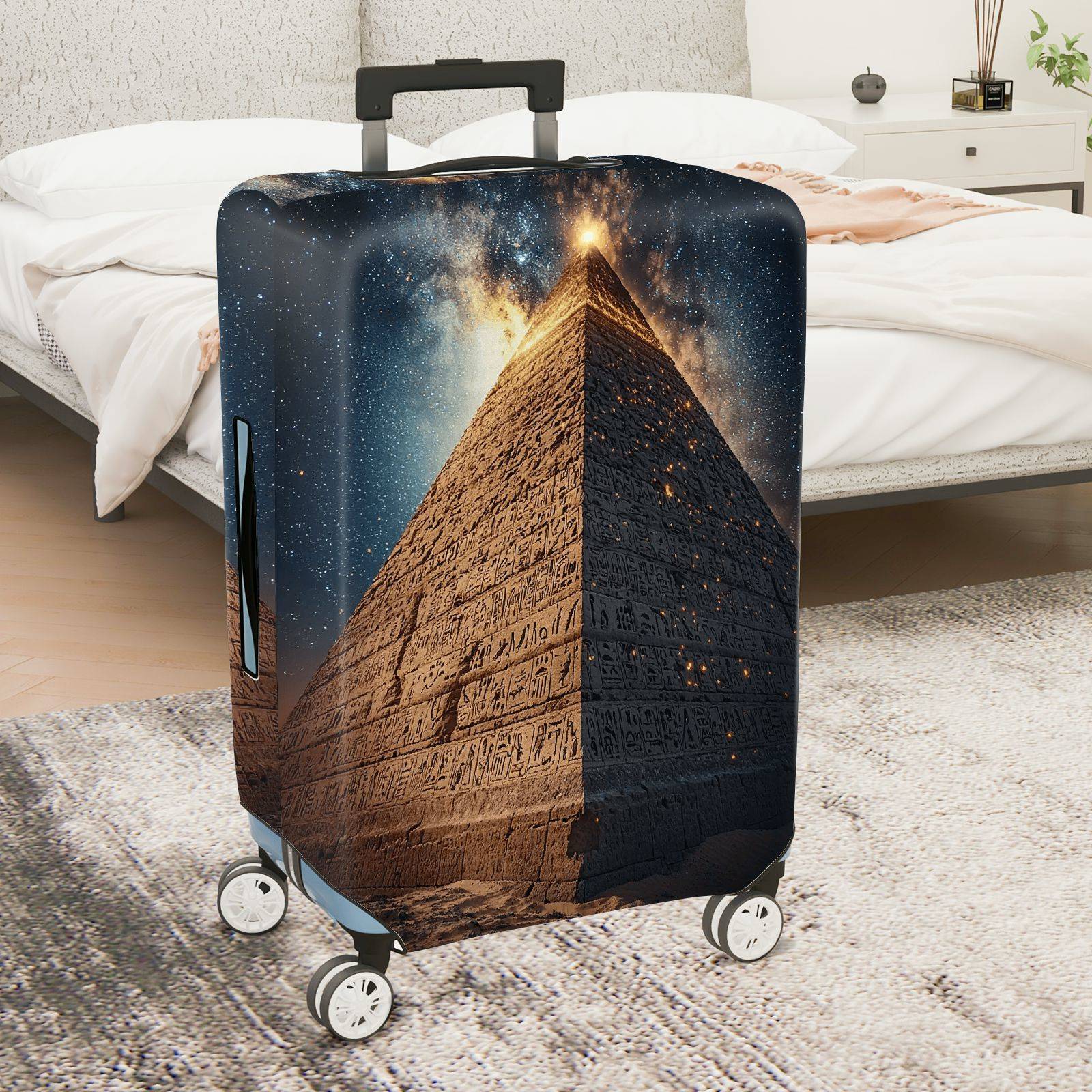 1-Piece Cosmic Pyramid Starry Night Ancient Mystical Galactic  Suitcase Luggage Cover, Stretch Protective Sleeve