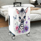 1-Piece Cute Zebra Butterfly Floral Art Print  Suitcase Luggage Cover, Stretch Protective Sleeve