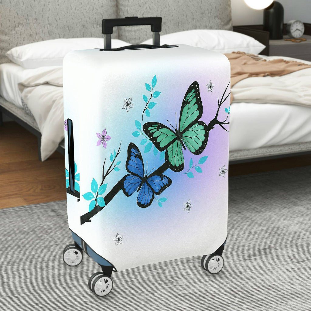 1-Piece Butterfly Floral Gradient Nature Artistic  Suitcase Luggage Cover, Stretch Protective Sleeve