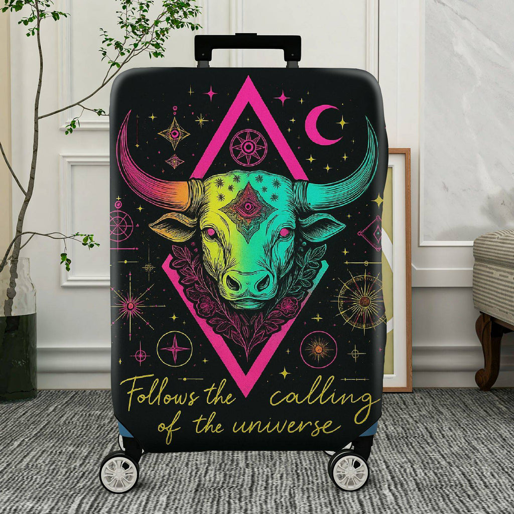 1-Piece Zodiac Bull Astrology Cosmic Universe Star  Suitcase Luggage Cover, Stretch Protective Sleeve
