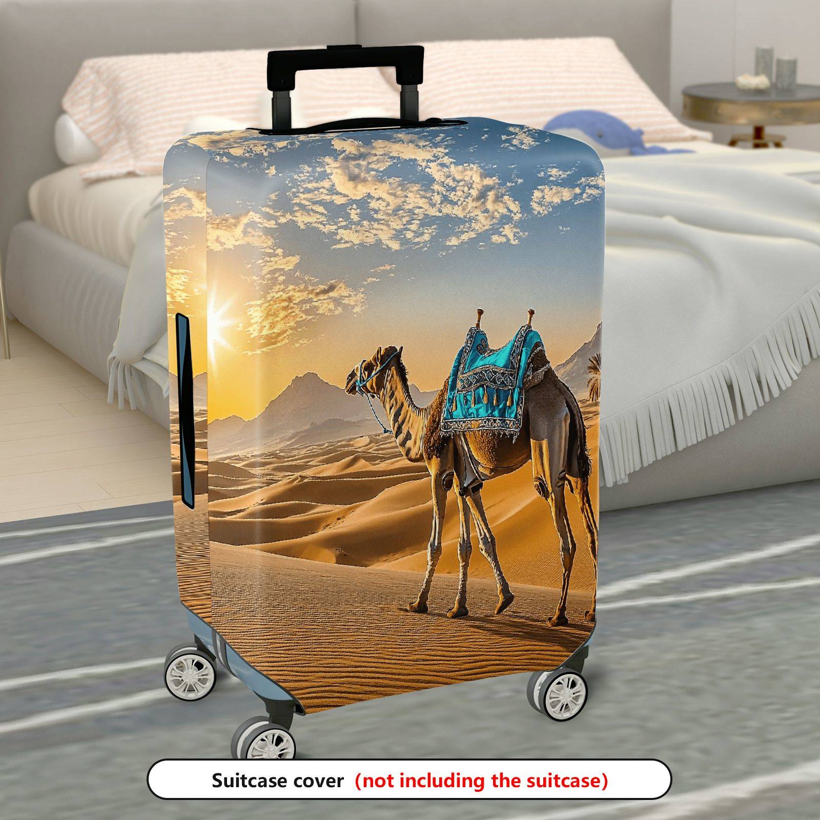 1-Piece Desert Camel Sunset Scenic Nature Artistic  Suitcase Luggage Cover, Stretch Protective Sleeve