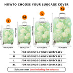 1-Piece Green Floral Pattern White Rose Vintage Style Elegant Travel  Suitcase Luggage Cover, Stretch Protective Sleeve