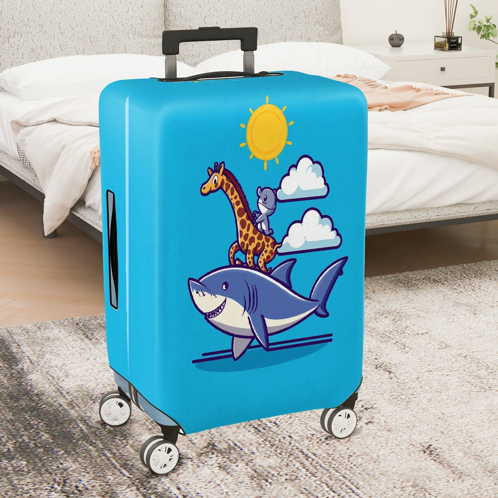 1-Piece Animal Shark Giraffe Mouse Sun Cloud  Suitcase Luggage Cover, Stretch Protective Sleeve