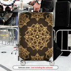 1-Piece Geometric Mandala Pattern Brown Gold Stylish Elegant Travel  Suitcase Luggage Cover, Stretch Protective Sleeve