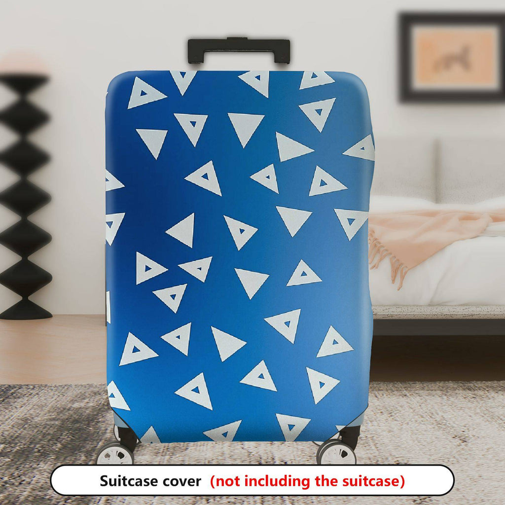 1-Piece Blue Vibrant Geometric Triangle Pattern Stylish Durable  Suitcase Luggage Cover, Stretch Protective Sleeve