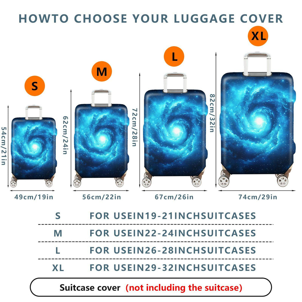 1-Piece Galaxy Nebula Blue Cosmic Star Spiral  Suitcase Luggage Cover, Stretch Protective Sleeve