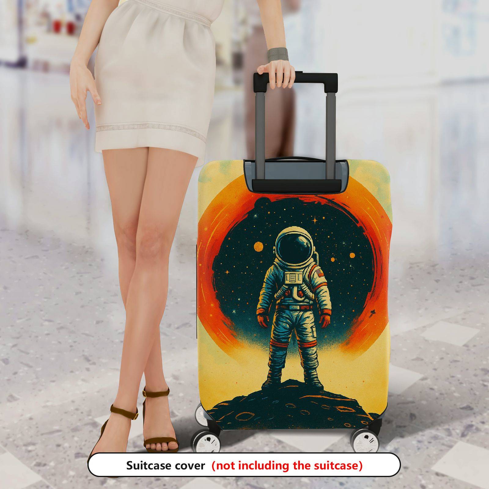 1-Piece Astronaut Space Galaxy Planet Universe Cosmic  Suitcase Luggage Cover, Stretch Protective Sleeve
