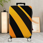 1-Piece Black Yellow Orange Diagonal Stripe Geometric Bold  Suitcase Luggage Cover, Stretch Protective Sleeve