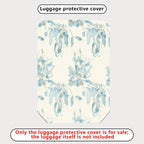 1-Piece Abstract Floral Leaves Blue White Pastel Printed  Suitcase Luggage Cover, Stretch Protective Sleeve