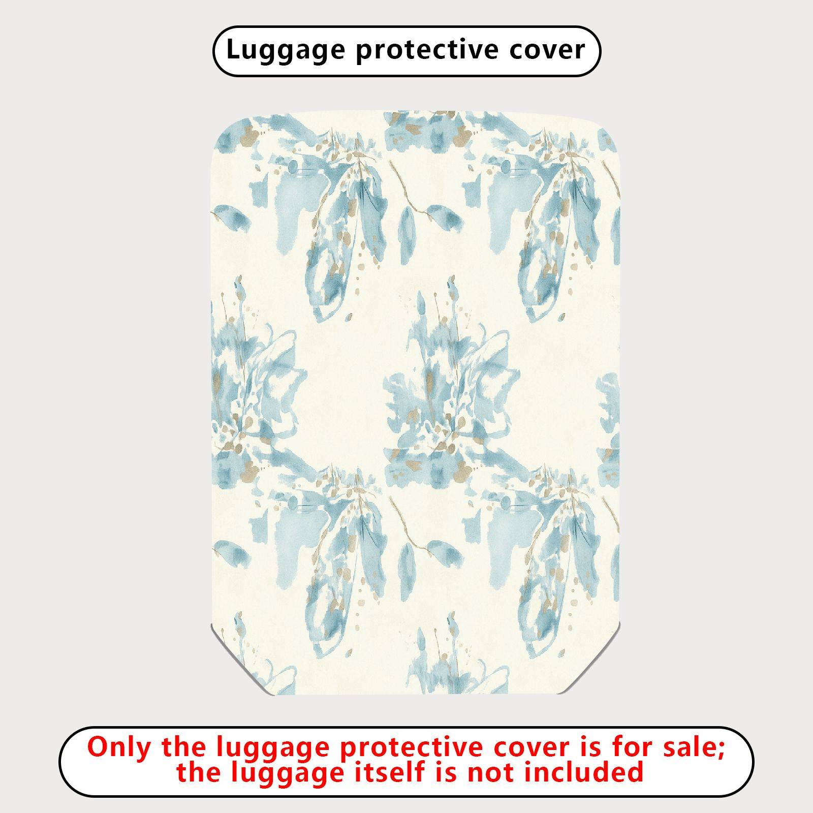 1-Piece Abstract Floral Leaves Blue White Pastel Printed  Suitcase Luggage Cover, Stretch Protective Sleeve
