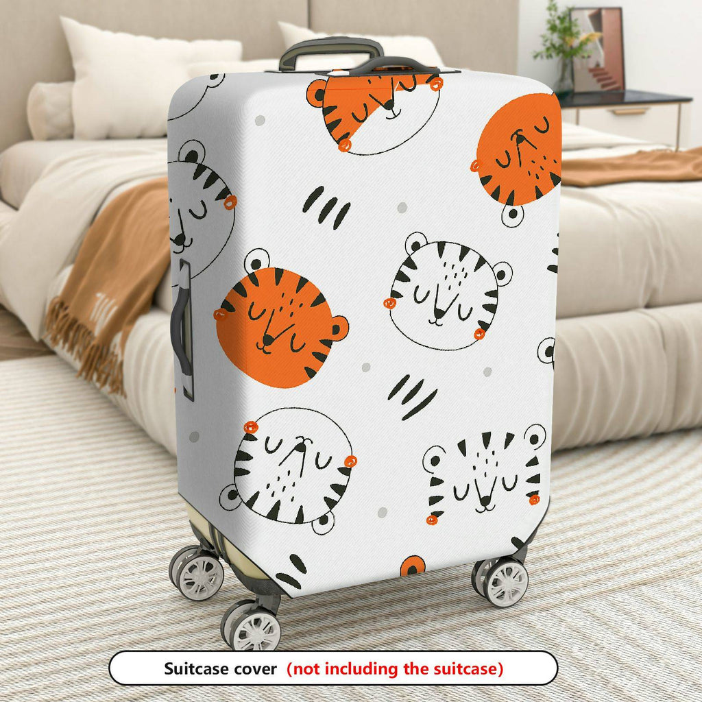 1-Piece Animal Pattern White Black Orange Tiger Stripes  Suitcase Luggage Cover, Stretch Protective Sleeve