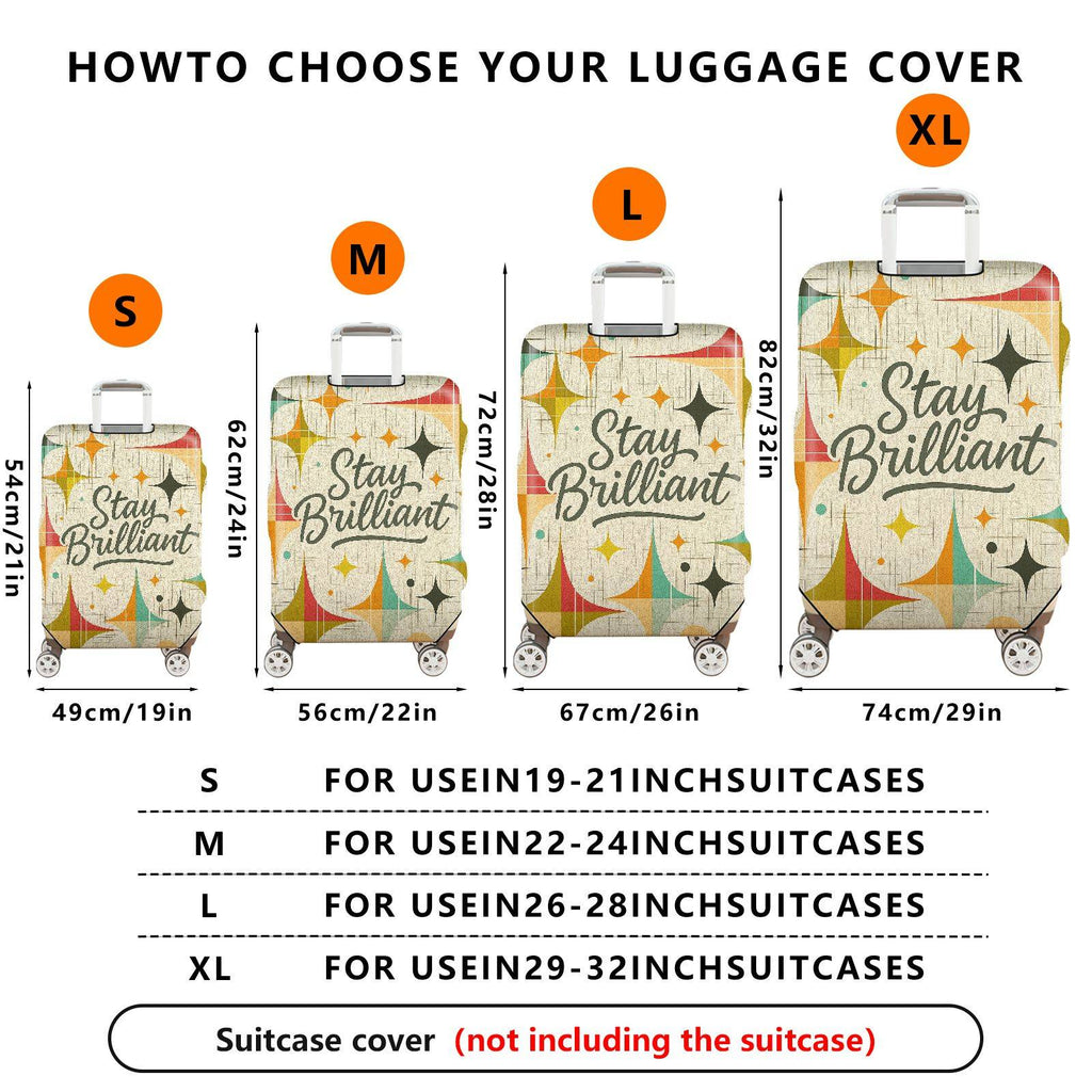 1-Piece Abstract Retro Inspirational Colorful Star Pattern  Suitcase Luggage Cover, Stretch Protective Sleeve